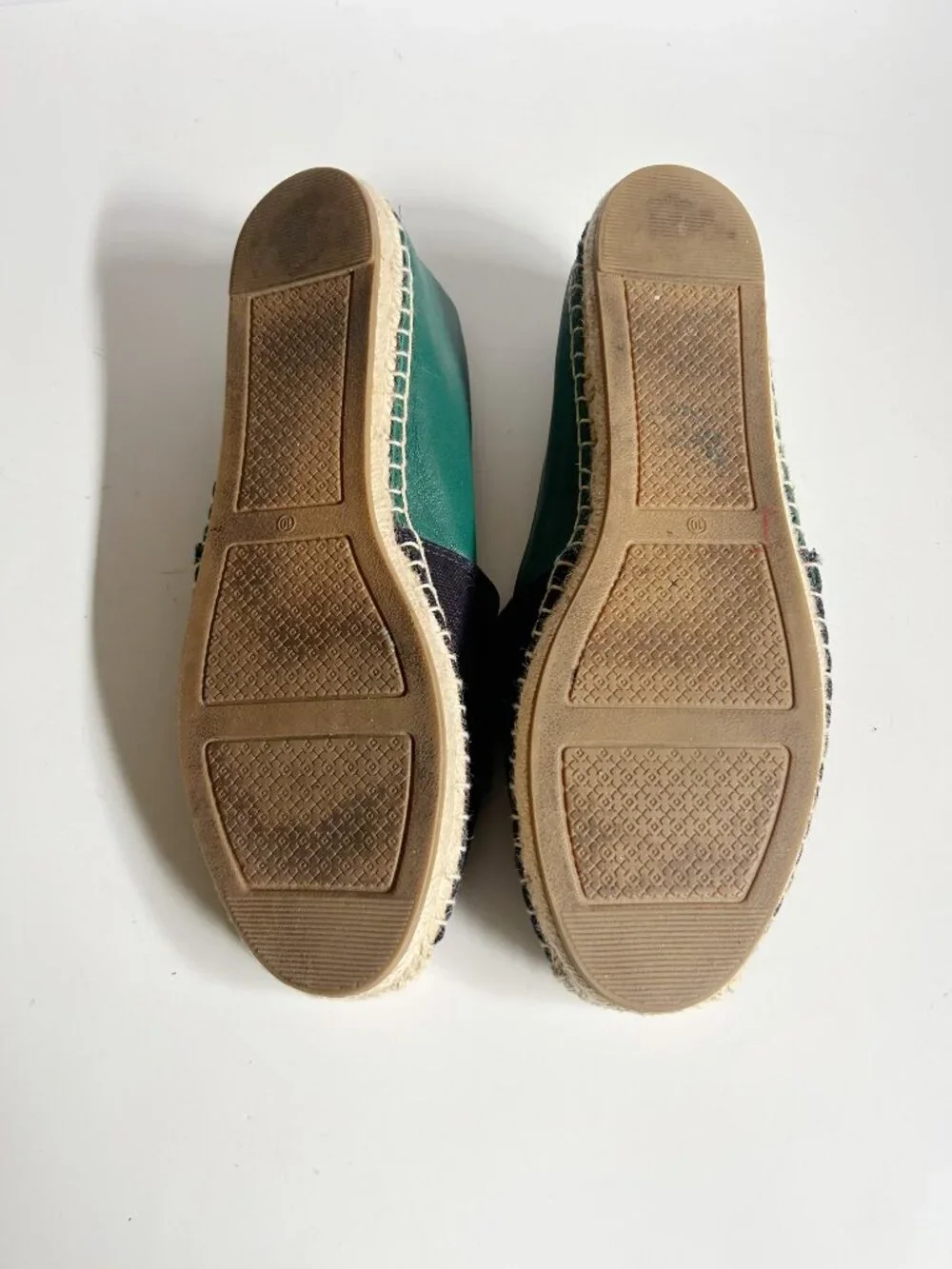 Tory Burch Navy Canvas Espadrilles with Green Logo